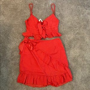 two piece red set